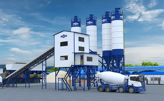 Stationary concrete mixing plant